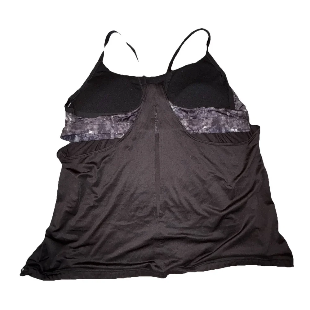 Nike Tank Top and Shorts Set Womens 2X XXL Black Grey Marbled Active Excellent